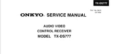 Load image into Gallery viewer, ONKYO TX-DS777 SERVICE MANUAL IN ENGLISH AV CONTROL RECEIVER
