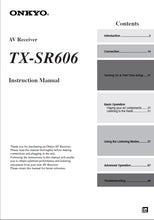 Load image into Gallery viewer, ONKYO TX-SR606 INSTRUCTION MANUAL IN ENGLISH AV RECEIVER

