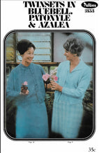 Load image into Gallery viewer, PATONS 853 KNITTING BOOK ENGLISH TWINSETS IN BLUEBELL PATONYLE AND AZALIA KNITTING PATTERNS
