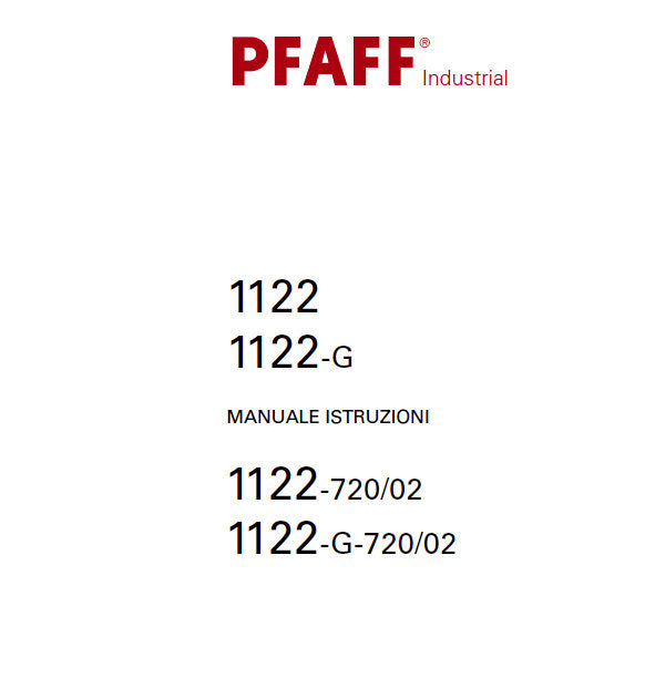 PFAFF 1122 1122-G 1122-720/02 1122-G-720/02 MANUALE ISTRUZIONI ITALIANO SEWING MACHINE