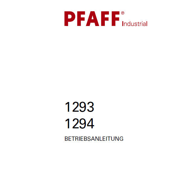 PFAFF 1293 12494 BETRIEBSANLEITUNG DEUTSCH SEWING MACHINE