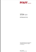 Load image into Gallery viewer, PFAFF 3734-12/31 BETRIEBSANLEITUNG DEUTSCH NAHMASCHINE
