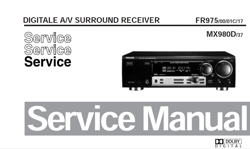 PHILIPS FR975 SERVICE MANUAL IN ENGLISH DIGITAL AV SURROUND RECEIVER