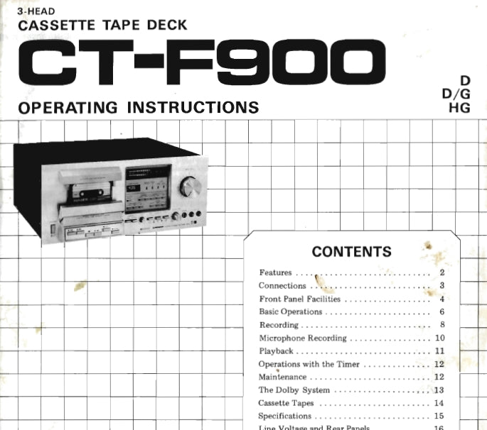 PIONEER CT-F900 OPERATING INSTRUCTIONS ENGLISH CASSETTE TAPE DECK