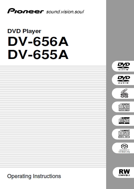 PIONEER DV-656A DV-655A OPERATING INSTRUCTIONS ENGLISH DVD PLAYER