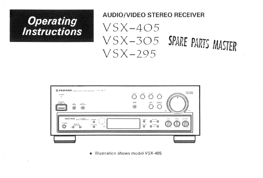 PIONEER VSX-405 VSX-305 VSX-295 OPERATING INSTRUCTIONS ENGLISH AV STEREO RECEIVER