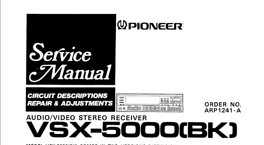 PIONEER VSX-5000(BK) SERVICE MANUAL ENGLISH AV STEREO RECEIVER