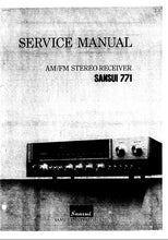 Load image into Gallery viewer, SANSUI 771 SERVICE MANUAL IN ENGLISH AM FM STEREO RECEIVER
