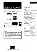 Load image into Gallery viewer, SANSUI A-510 A-501 A-501 CLASSIQUE SERVICE MANUAL IN ENGLISH INTEGRATED STEREO AMPLIFIER
