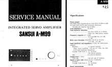 Load image into Gallery viewer, SANSUI A-M90 A-M99 SERVICE MANUAL IN ENGLISH INTEGRATED SERVO AMPLIFIER

