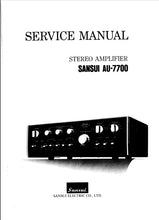 Load image into Gallery viewer, SANSUI AU-7700 SERVICE MANUAL BOOK IN ENGLISH STEREO AMPLIFIER
