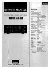 Load image into Gallery viewer, SANSUI AU-919 SERVICE MANUAL IN ENGLISH INTEGRATED STEREO AMPLIFIER
