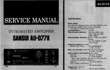 Load image into Gallery viewer, SANSUI AU-D77X SERVICE MANUAL ENGLISH INTEGRATED AMPLIFIER
