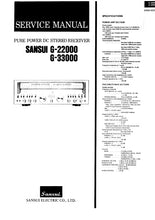 Load image into Gallery viewer, SANSUI G-22000 G-33000 SERVICE MANUAL ENGLISH PURE POWER DC STEREO RECEIVER
