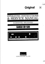 Load image into Gallery viewer, SANSUI QR-500 OPERATING INSTRUCTIONS AND SERVICE MANUAL BOOK IN ENGLISH 4 CHANNEL RECEIVER
