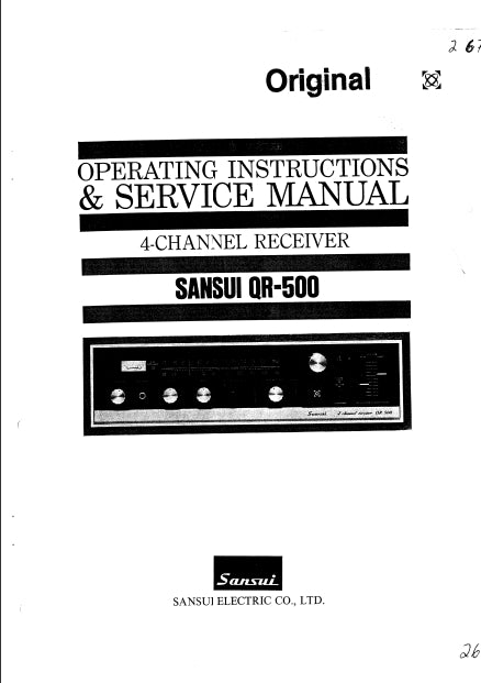 SANSUI QR-500 OPERATING INSTRUCTIONS AND SERVICE MANUAL BOOK IN ENGLISH 4 CHANNEL RECEIVER