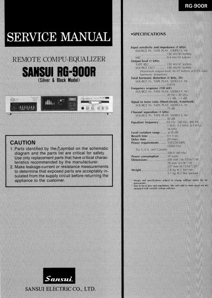 SANSUI RG-900R SERVICE MANUAL IN ENGLISH REMOTE COMPU EQUALIZER