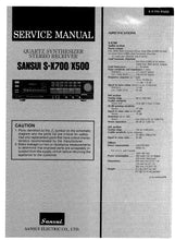 Load image into Gallery viewer, SANSUI S-X700 S-X500 QUARTZ SYNTHESIZER STEREO RECEIVER SERVICE MANUAL
