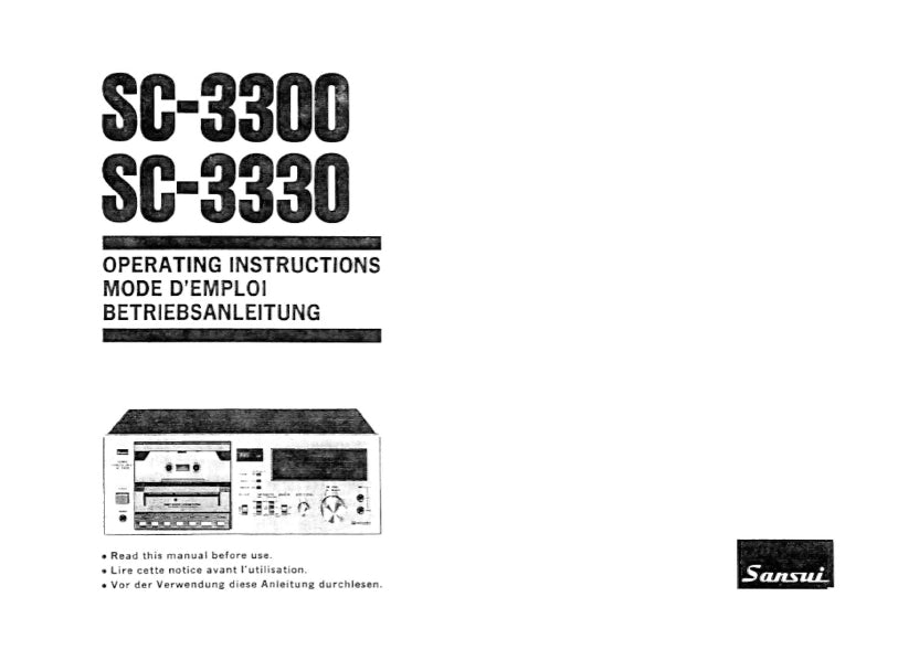 SANSUI SC-3300 SC-3330 OPERATING INSTRUCTIONS MODE D'EMPLOI BETRIEBSANLEITUNG ENG FRANC DEUT STEREO CASSETTE DECK