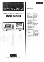 Load image into Gallery viewer, SANSUI SC-5100 SERVICE MANUAL IN ENGLISH STEREO CASSETTE TAPE DECK
