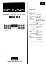 Load image into Gallery viewer, SANSUI SE-8 SERVICE MANUAL IN ENGLISH STEREO GRAPHIC EQUALIZER
