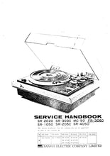 Load image into Gallery viewer, SANSUI SR-2020 SR-3030 MC-50 FR-3060 SR-1050 SR-2050 SR-4050 SERVICE MANUAL ENGLISH BELT DRIVE AUTOMATIC TURNTABLE
