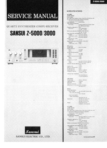 SANSUI Z-5000 Z-3000 SERVICE MANUAL ENGLISH QUARTZ SYNTHESIZER COMPU- RECEIVER