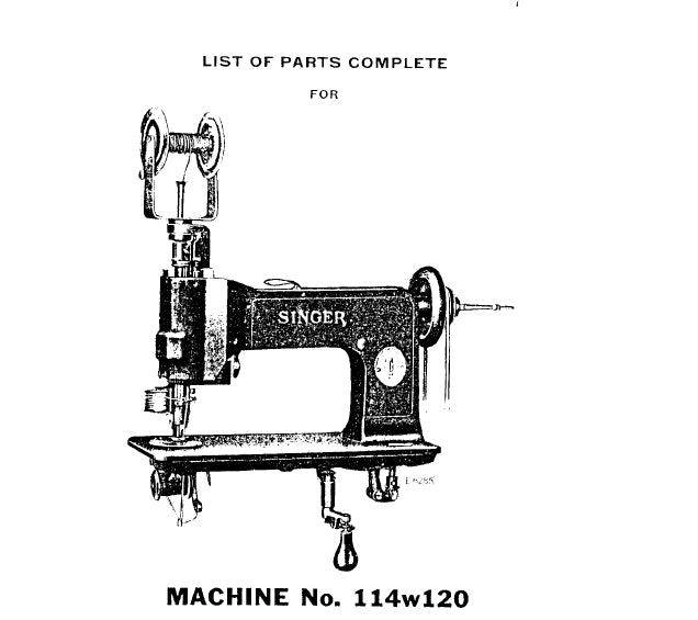 SINGER 114W120 LIST OF PARTS COMPLETE ENGLISH SEWING MACHINE