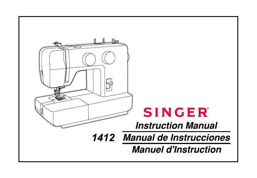 SINGER 1412 INSTRUCTION MANUAL ENGLISH ESPANOL FRANCAIS SEWING MACHINE