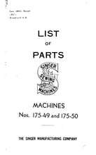 Load image into Gallery viewer, SINGER 175-49 175-50 LIST OF PARTS ENGLISH SEWING MACHINE
