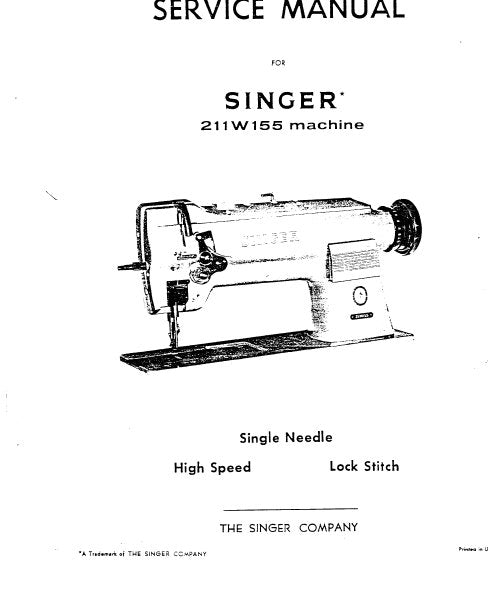 SINGER 211W155 SERVICE MANUAL ENGLISH SEWING MACHINE