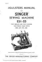 Load image into Gallery viewer, SINGER 231-25 ADJUSTERS MANUAL ENGLISH SEWING MACHINE
