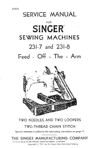 SINGER 231-7 231-8 SERVICE MANUAL ENGLISH SEWING MACHINE