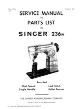 Load image into Gallery viewer, SINGER 236W SERVICE MANUAL ENGLISH SEWING MACHINE
