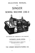 Load image into Gallery viewer, SINGER 246-2 ADJUSTERS MANUAL ENGLISH SEWING MACHINE
