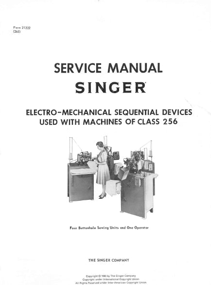 SINGER 256 CLASS SERVICE MANUAL ENGLISH SEWING MACHINE