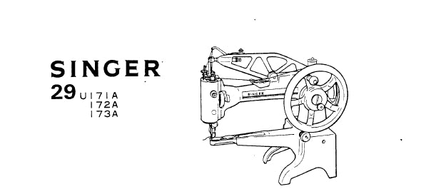 SINGER 29U171A 29U172A 29U173A MACHINE PARTS CHART ENGLISH SEWING MACH ...