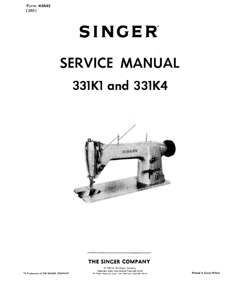 SINGER 331K1 331K4 SERVICE MANUAL ENGLISH SEWING MACHINE