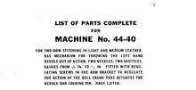 Load image into Gallery viewer, SINGER 44-40 44-84 LIST OF PARTS COMPLETE ENGLISH SEWING MACHINE
