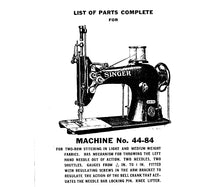 Load image into Gallery viewer, SINGER 44-40 44-84 LIST OF PARTS COMPLETE ENGLISH SEWING MACHINE
