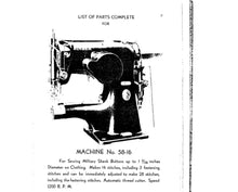 Load image into Gallery viewer, SINGER 58-16 LIST OF PARTS COMPLETE ENGLISH SEWING MACHINE
