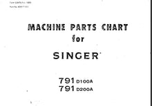 Load image into Gallery viewer, SINGER 791D100A 791D200A MACHINE PARTS CHART ENGLISH SEWING MACHINE
