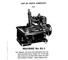 Load image into Gallery viewer, SINGER 81-1 81-8 LIST OF PARTS COMPLETE ENGLISH SEWING MACHINE
