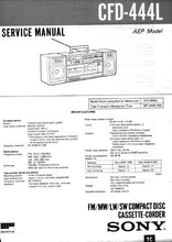 Load image into Gallery viewer, SONY CFD-444L SERVICE MANUAL BOOK IN ENGLISH CD CASSETTE CORDER
