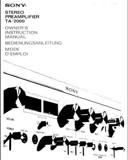 SONY TA-2000 OWNERS INSTRUCTION MANUAL BOOK ENGLISH  DEUT FRANC STEREO PREAMPLIFIER