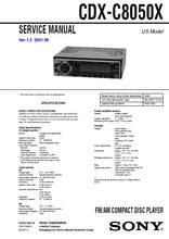 Load image into Gallery viewer, SONY CDX-C8050X SERVICE MANUAL IN ENGLISH FM AM CD PLAYER
