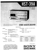 Load image into Gallery viewer, SONY HST-39A SERVICE MANUAL BOOK IN ENGLISH STEREO CASSETTE RECEIVER
