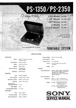 Load image into Gallery viewer, SONY PS-1350 PS-2350 SERVICE MANUAL IN ENGLISH TURNTABLE SYSTEM
