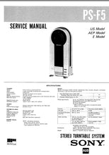 Load image into Gallery viewer, SONY PS-F5 SERVICE MANUAL IN ENGLISH STEREO TURNTABLE SYSTEM
