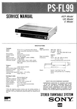 Load image into Gallery viewer, SONY PS-FL99 SERVICE MANUAL IN ENGLISH STEREO TURNTABLE SYSTEM
